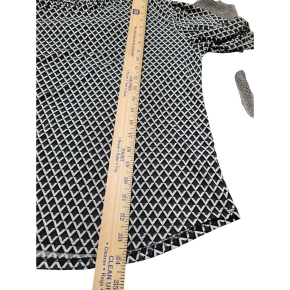 Adrianna Papell S Black Green Gray Stretch Pullover Long Sleeve Ruffle EUC G16 - Picture 6 of 12